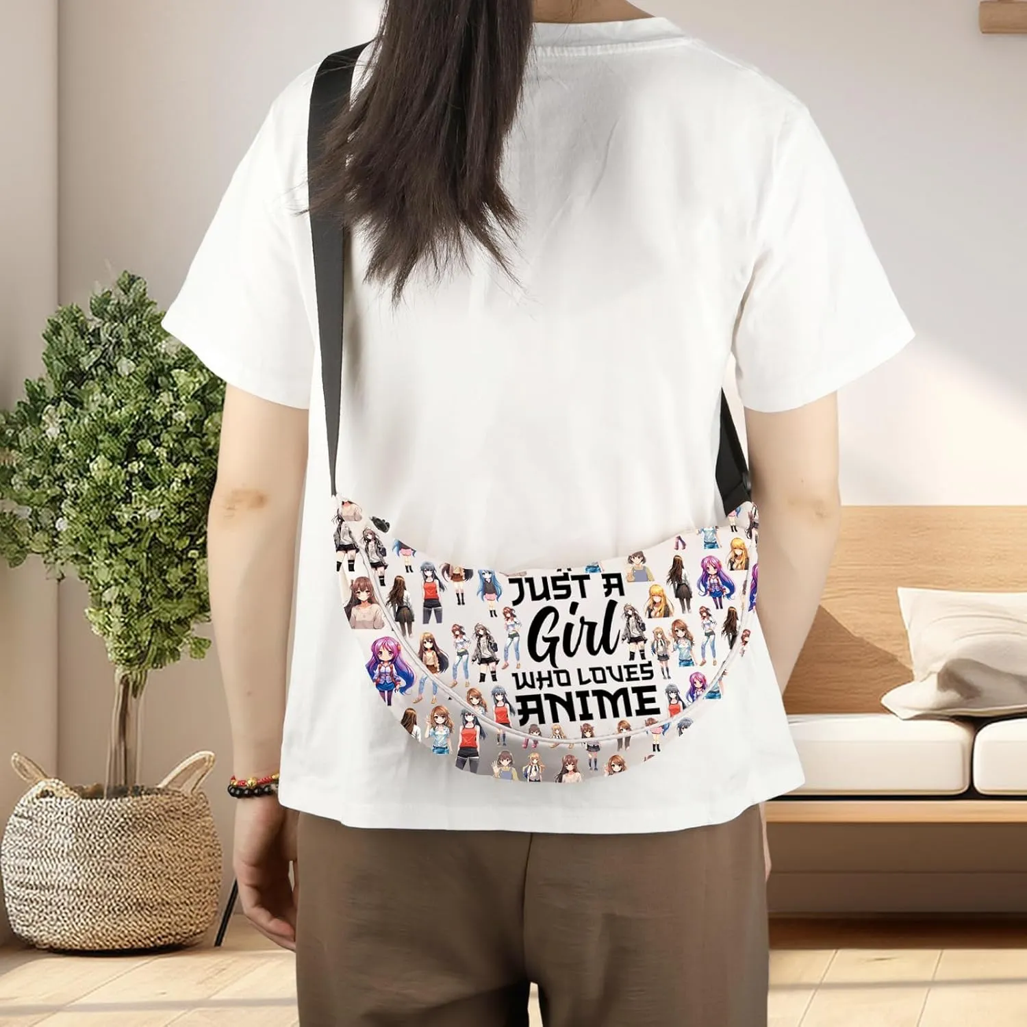 LEVLO Anime Fans Crossbody Bag Anime Lover Gift Just A Girl Who Really Loves Anime Shoulder Bag Cartoon Anime Merch