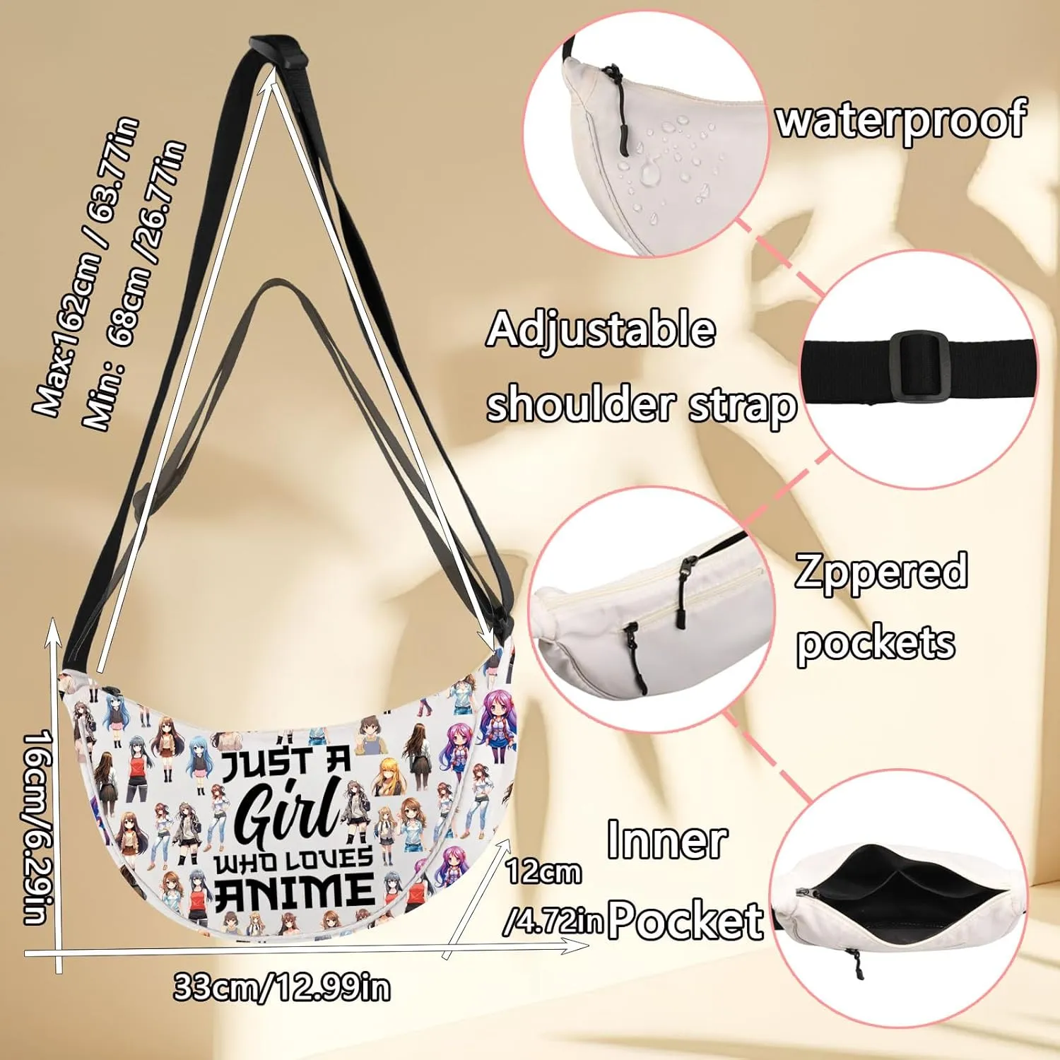LEVLO Anime Fans Crossbody Bag Anime Lover Gift Just A Girl Who Really Loves Anime Shoulder Bag Cartoon Anime Merch