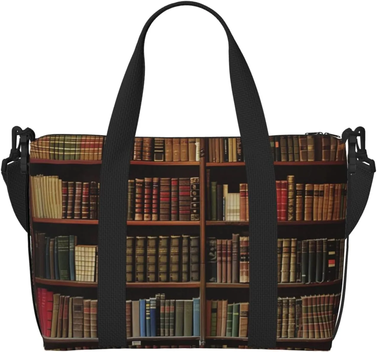 library bookshelf art Printed Travel Duffel Bag for Men Women Shoulder Weekender Overnight Bags for for Beach Swim Sports Gym