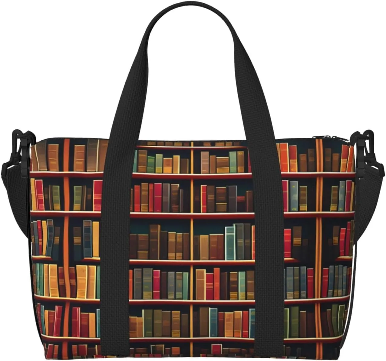 Library Bookshelf Book Versatile Personal Item Travel Bags for Women - Spacious Duffel Bags for Traveling, Gym Bags for Men