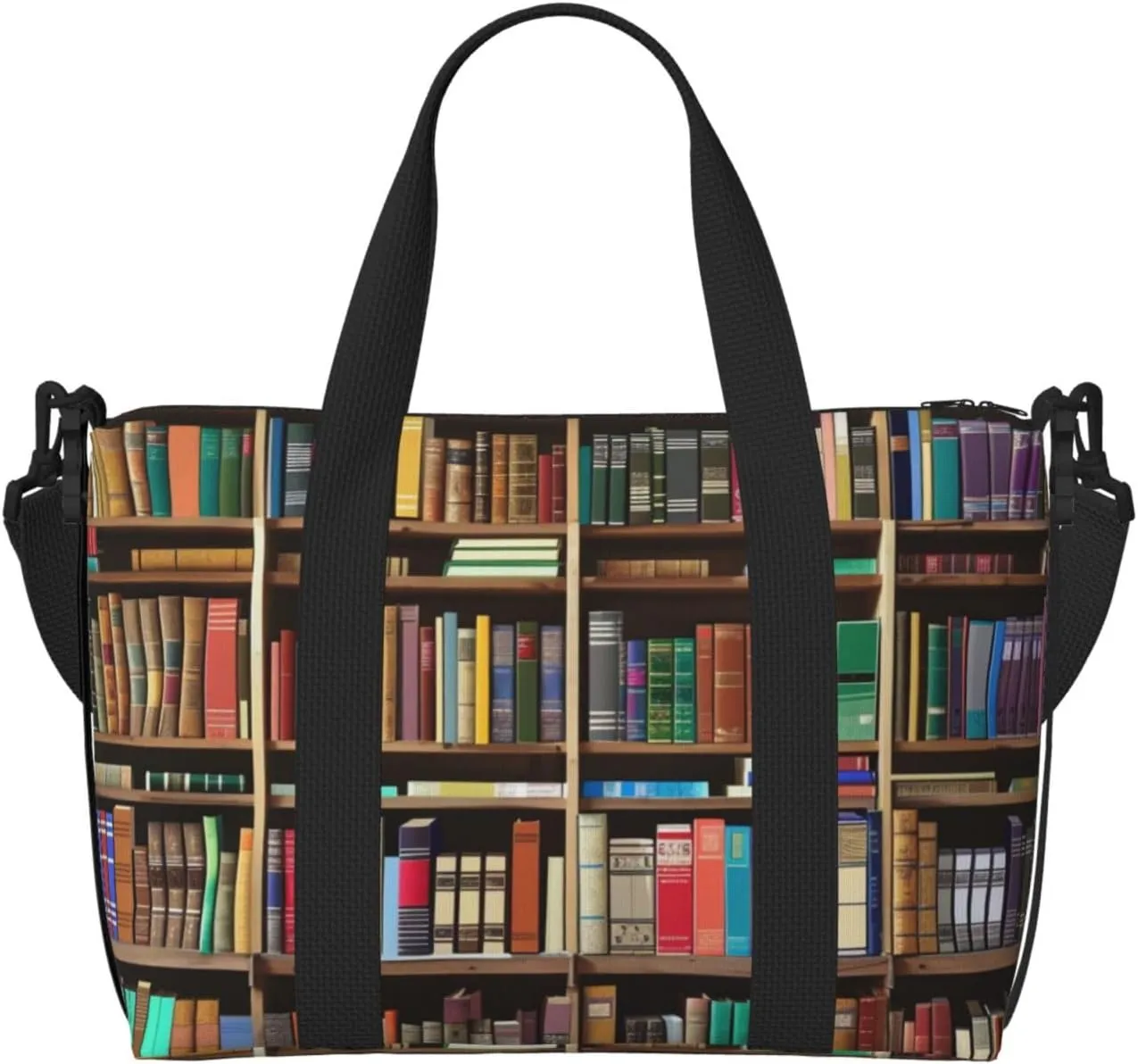 library bookshelf Printed Travel Duffel Bag for Men Women Shoulder Weekender Overnight Bags for for Beach Swim Sports Gym