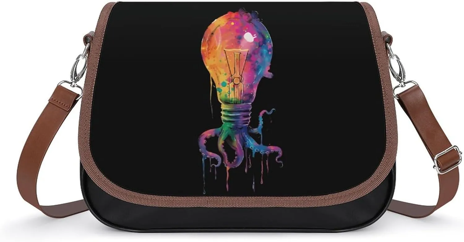 Lightbulb of Tentacles Rainbow Dripping Printed Women's Crossbody Bags Novelty Purse Handbag Shoulder Bag For Women