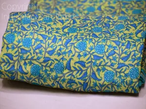 Lime Green Indian Printed Sari Soft Pure Silk Fabric by the yard Wedding Dresses Bridesmaid Party Costumes Saree DIY Crafting Drapery Sewing