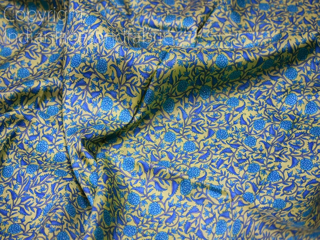 Lime Green Indian Printed Sari Soft Pure Silk Fabric by the yard Wedding Dresses Bridesmaid Party Costumes Saree DIY Crafting Drapery Sewing