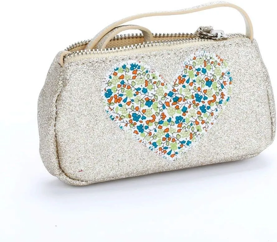 Little Girl Glitter Purse with Heart Applique