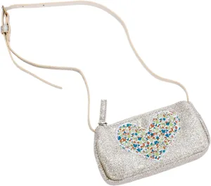 Little Girl Glitter Purse with Heart Applique