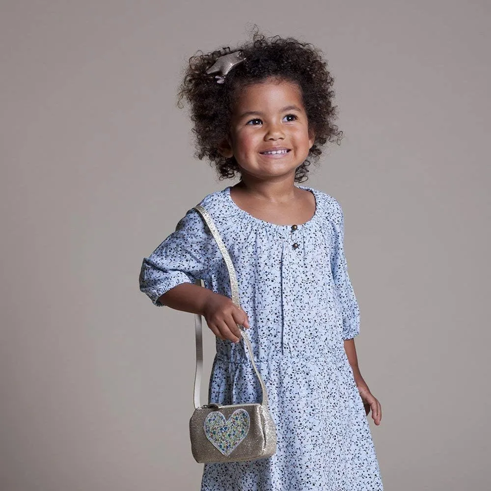 Little Girl Glitter Purse with Heart Applique