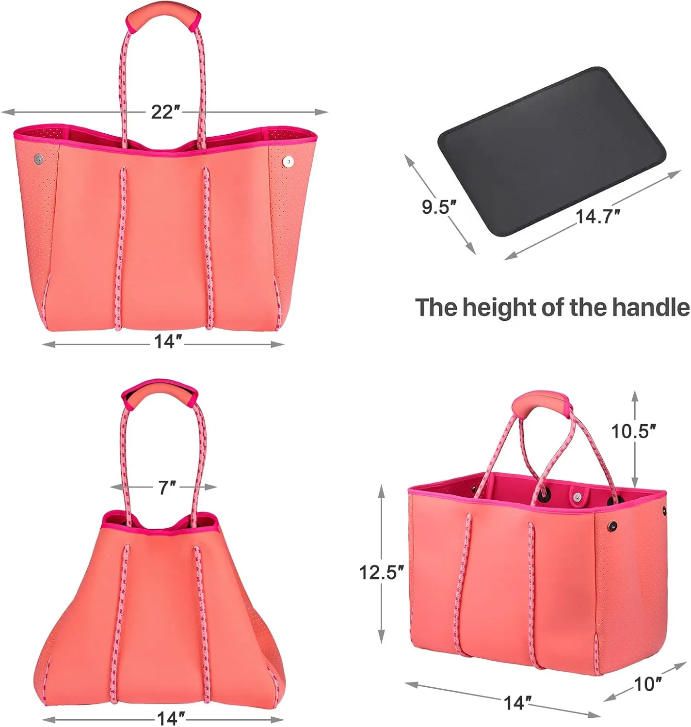 LMYYG Beach bag,Multipurpose Neoprene Bag,Large Tote Bag,Waterproof Shoulder Beach Bag for Travel Beach Gym Swimming