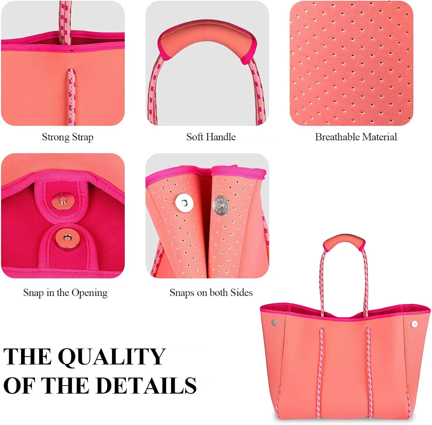 LMYYG Beach bag,Multipurpose Neoprene Bag,Large Tote Bag,Waterproof Shoulder Beach Bag for Travel Beach Gym Swimming