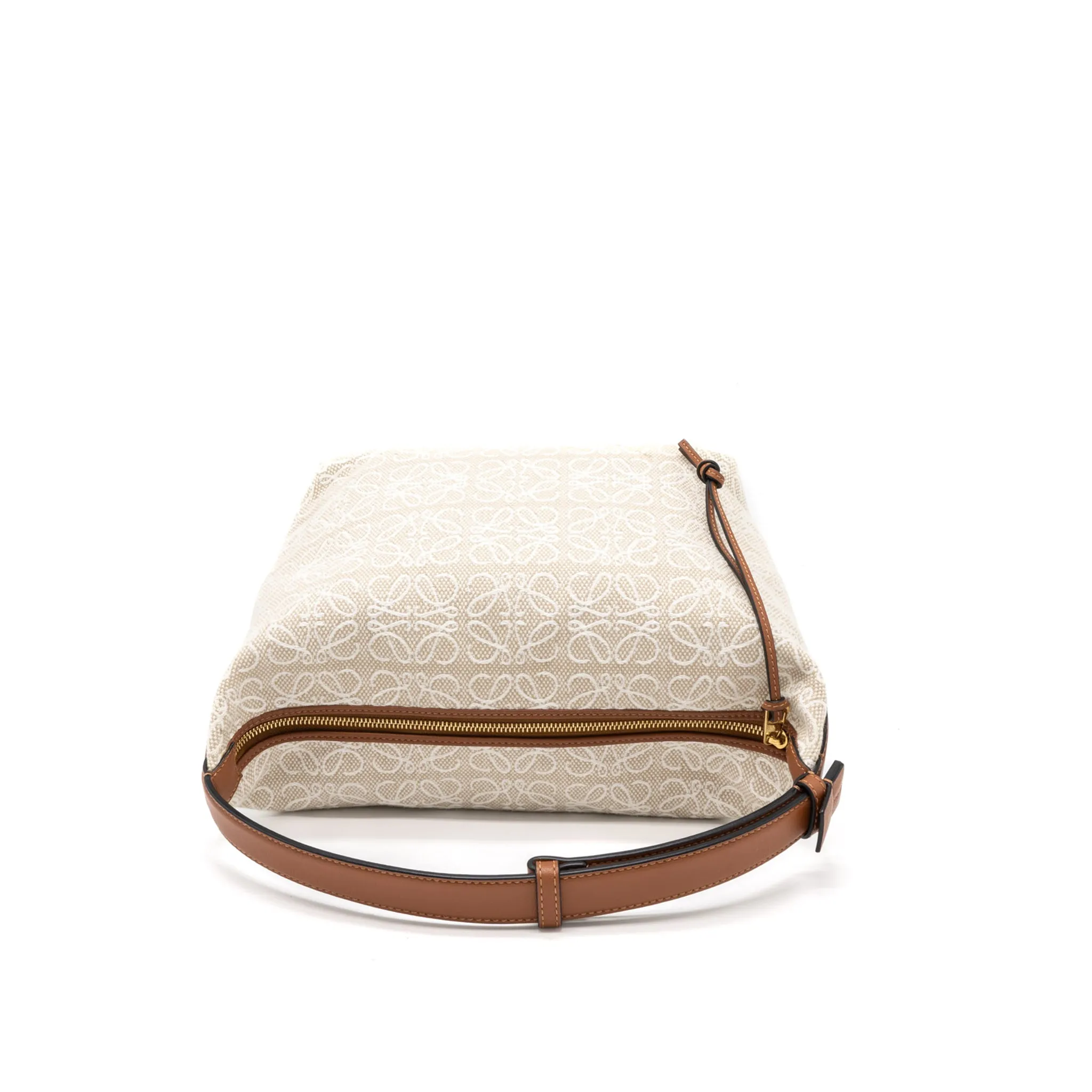 Loewe Medium Cubi Anagram Bag Trimmed Leather/Jacquard Canvas Beige/Brown GHW