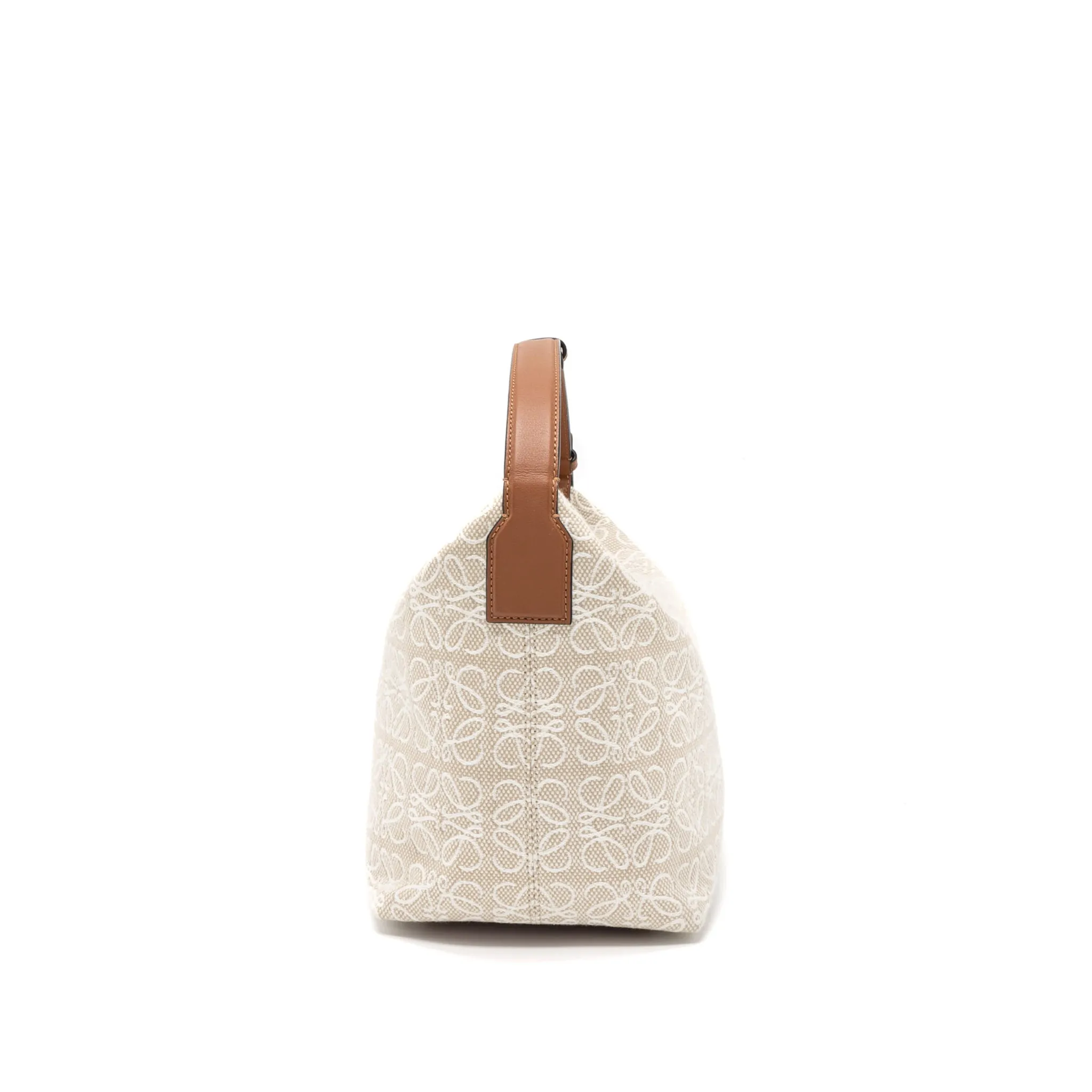 Loewe Medium Cubi Anagram Bag Trimmed Leather/Jacquard Canvas Beige/Brown GHW