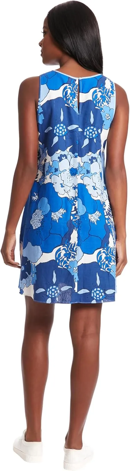 London Times Linen Blend Sleeveless Shift Summer Casual Dresses for Women