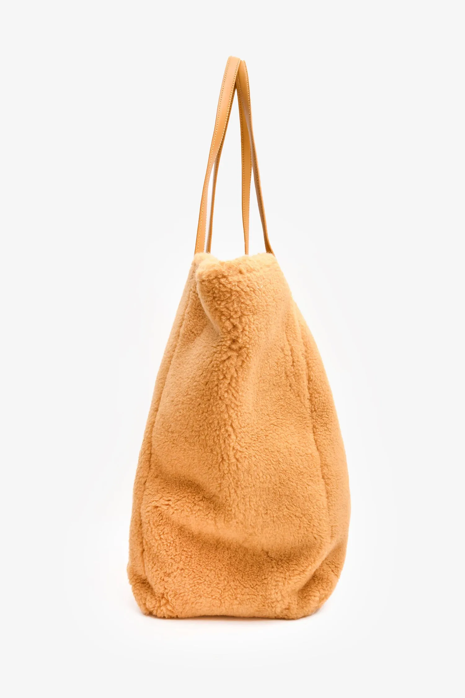 Loro Piana Mustard Yellow Shearling/Leather Large 'Sesia' Tote Bag
