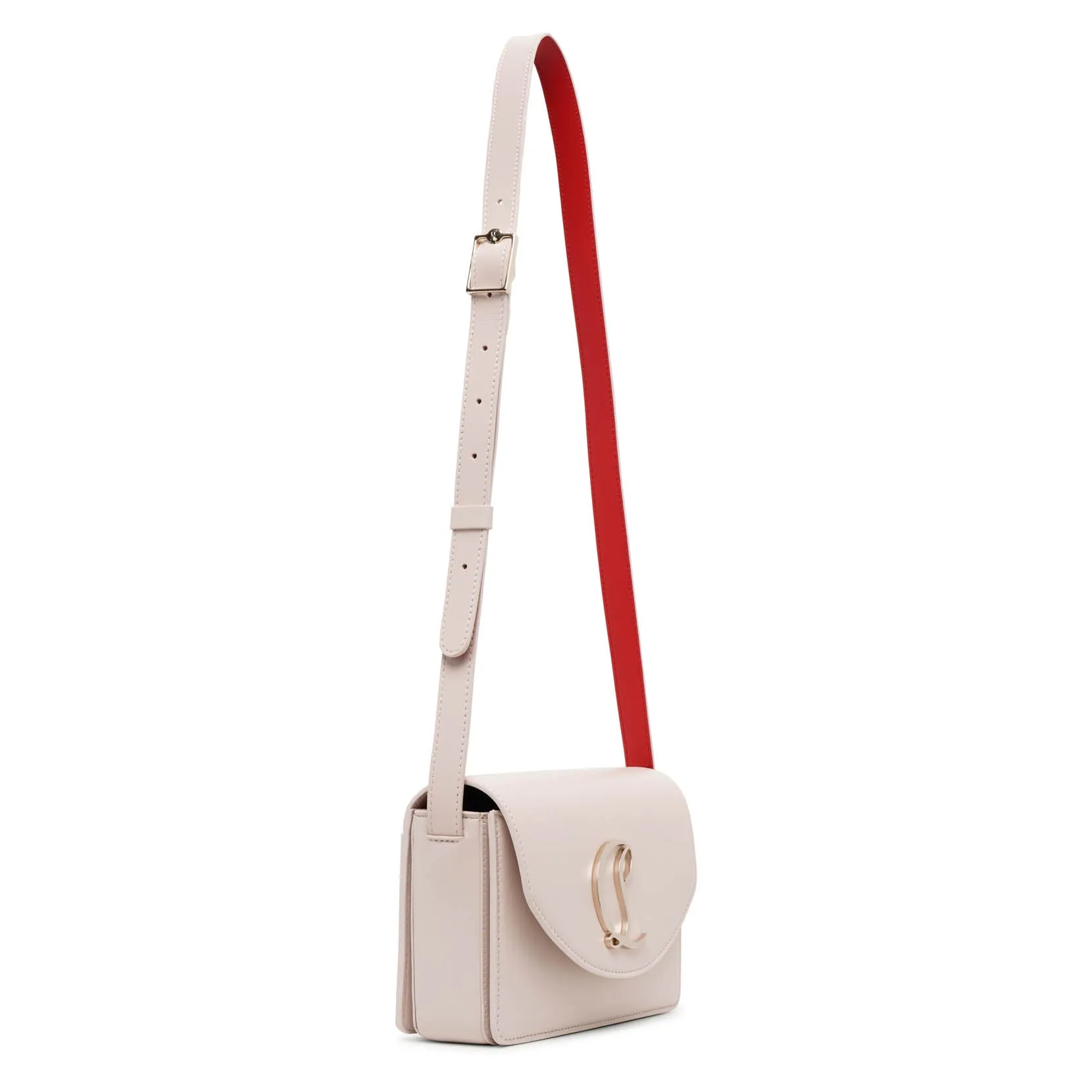 Loubi54 small beige leather crossbody bag