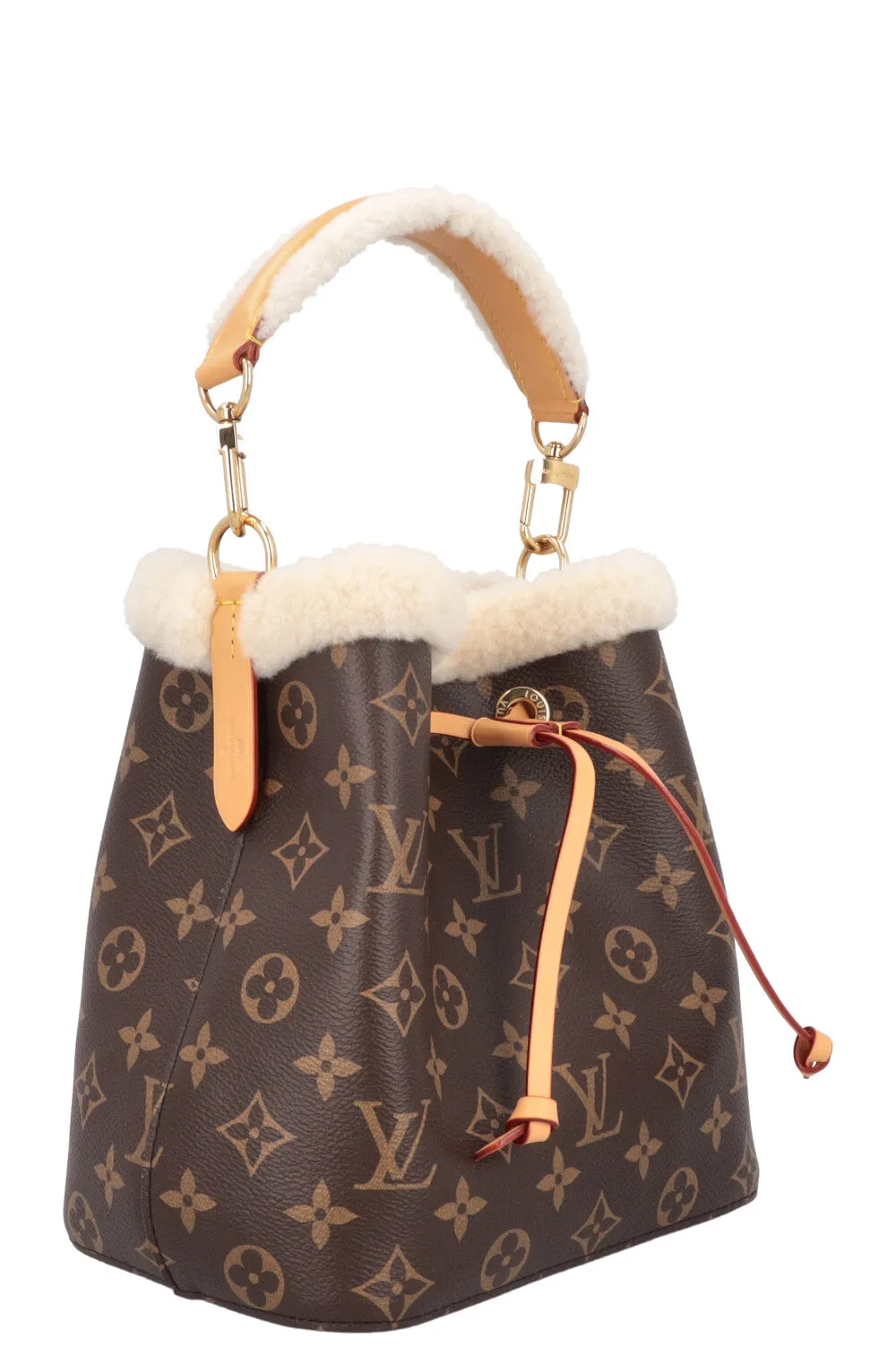 LOUIS VUITTON BB Neonoe Shearling Bucket Bag Cozygram Canvas