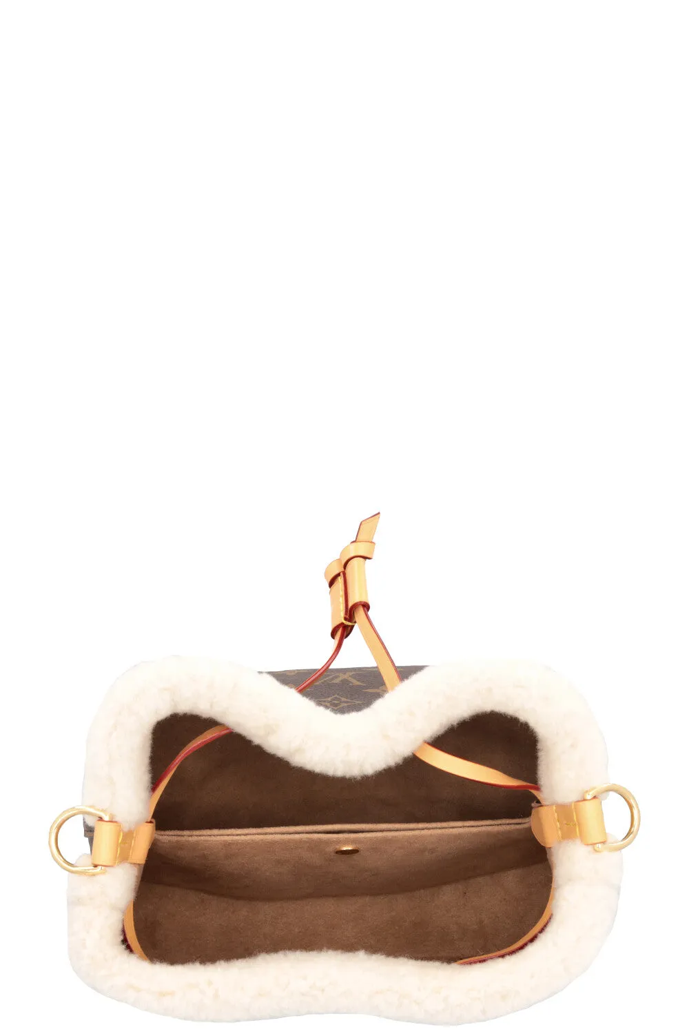 LOUIS VUITTON BB Neonoe Shearling Bucket Bag Cozygram Canvas