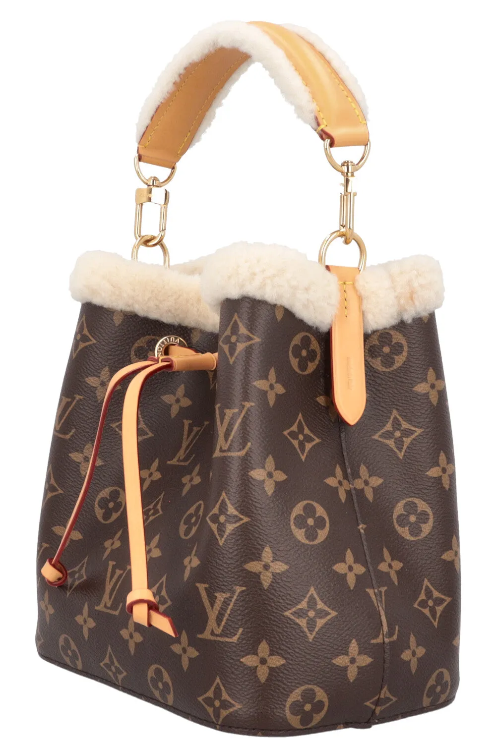 LOUIS VUITTON BB Neonoe Shearling Bucket Bag Cozygram Canvas