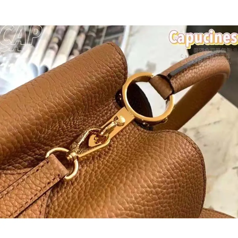 Louis Vuitton LV Women Capucines MM Handbag Gold Arizona Taurillon Cowhide