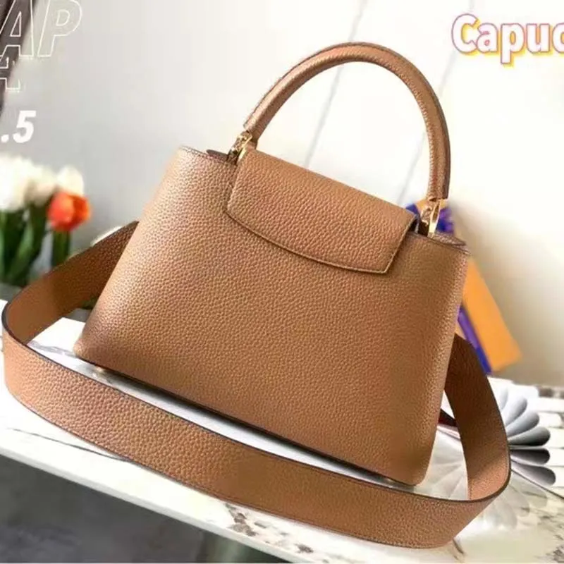 Louis Vuitton LV Women Capucines MM Handbag Gold Arizona Taurillon Cowhide