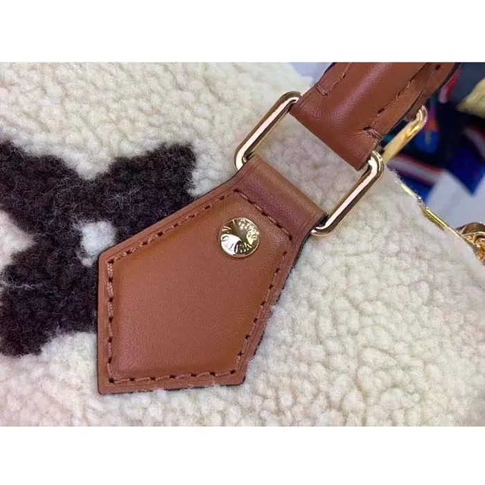 Louis Vuitton LV Women SKI Speedy Bandoulière 25 Cream/Brown Shearling Cowhide-Leather