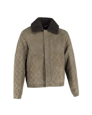 Louis Vuitton LVSE Monogram Shearling Blouson Jacket in Green Leather