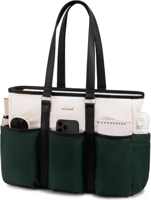 LOVEVOOK Teacher Nurse Tote Bag for Women Work With Large Cup Holder, 15.6 Inch Laptop Bag, Utility Everything Bag For Travel College Daily, Computer Purse Large Handbag With Multi Pockets