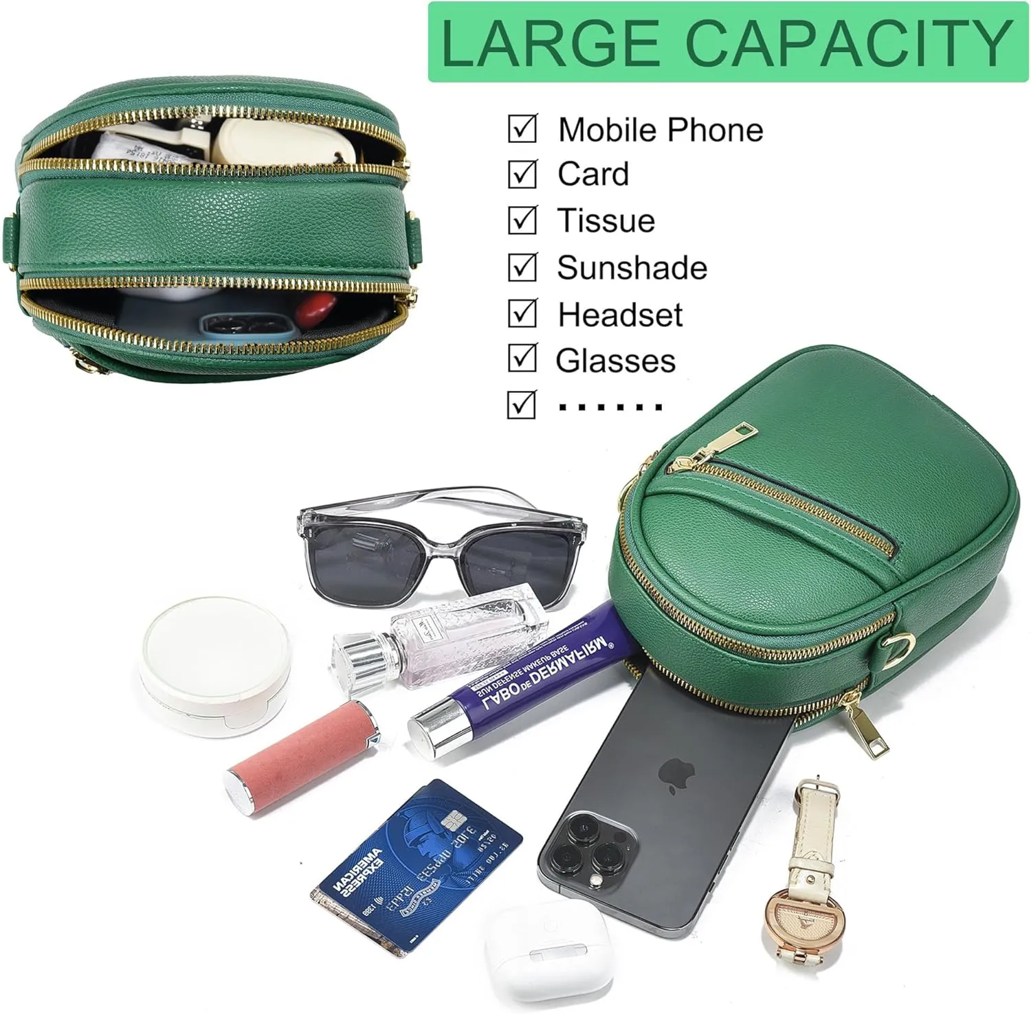 LoZoDo Small Crossbody Bags for Women Trendy Leather Purses and Handbags Designer Cell Phone Bag Wallet Purse with Wide Strap