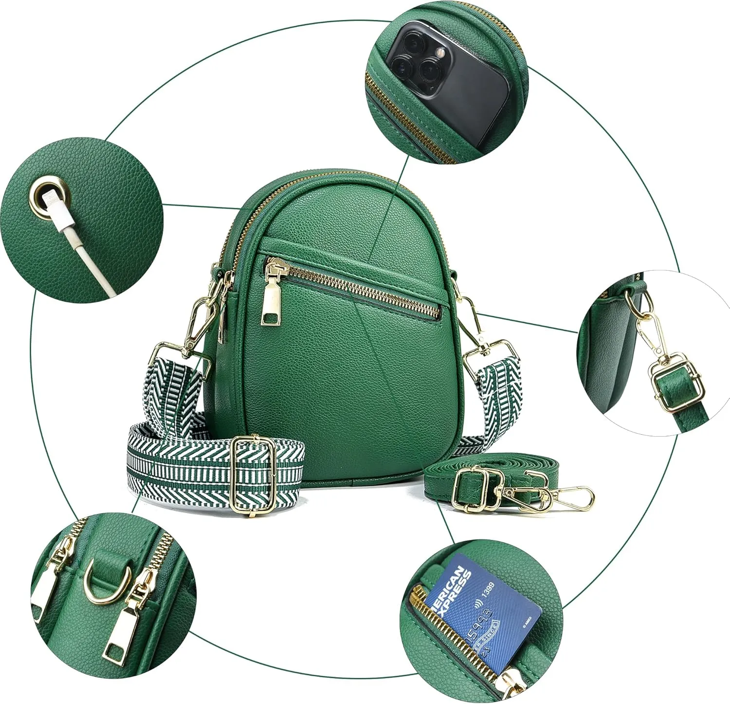 LoZoDo Small Crossbody Bags for Women Trendy Leather Purses and Handbags Designer Cell Phone Bag Wallet Purse with Wide Strap