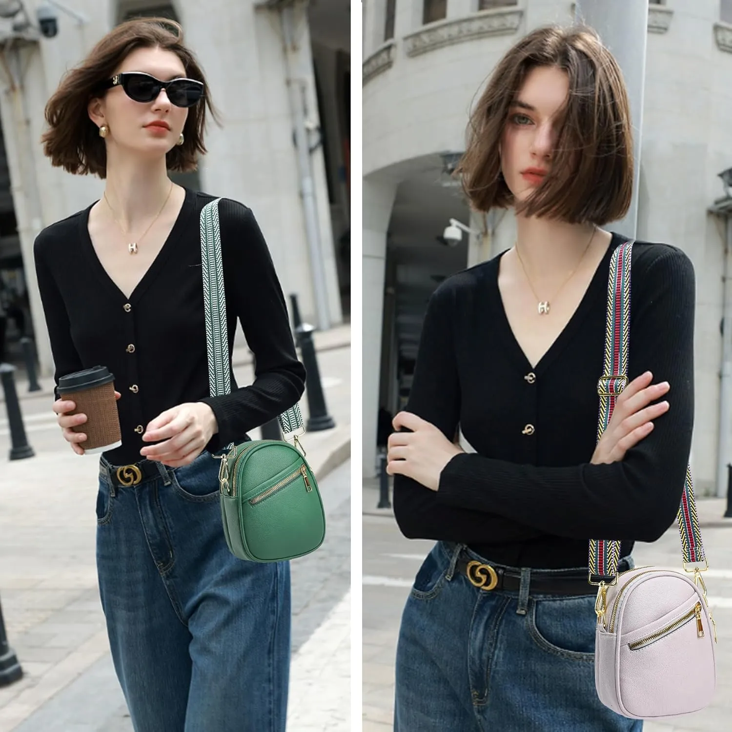 LoZoDo Small Crossbody Bags for Women Trendy Leather Purses and Handbags Designer Cell Phone Bag Wallet Purse with Wide Strap