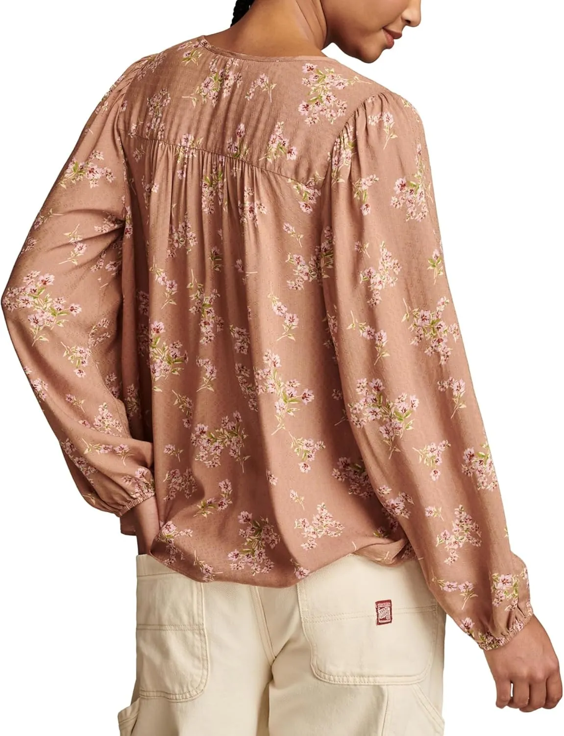 Lucky Brand Women's Floral Printed Peasant Top