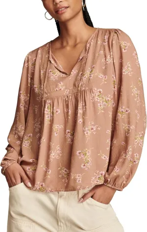 Lucky Brand Women's Floral Printed Peasant Top