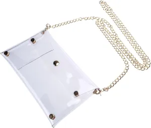 LUOEM PVC Cross Body Bag Clutch Messenger Handbag Tote Shoulder Bag (Transparent)