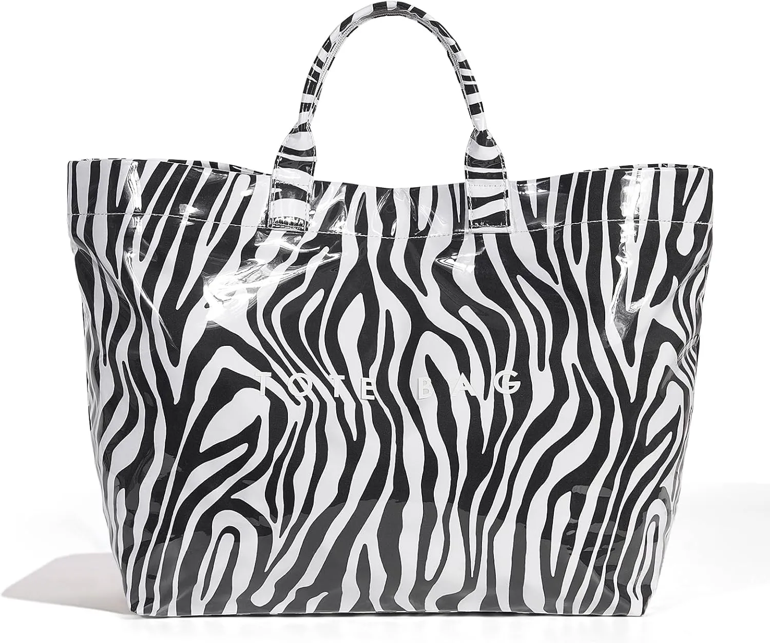 Lushandy PVC Tote Bag for Women - Canvas Leopard Cheetah Print Letter Handbag - Clear PVC Carry All Bag