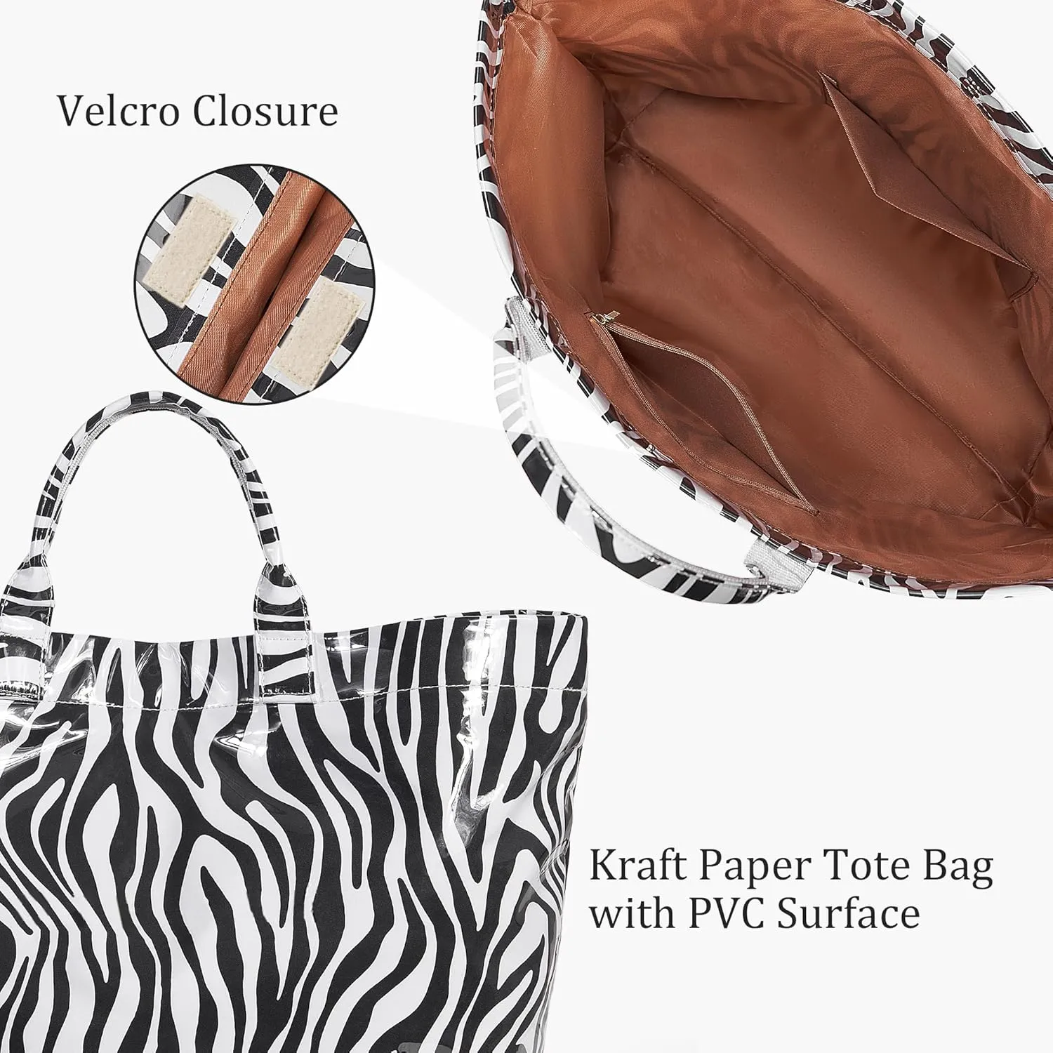 Lushandy PVC Tote Bag for Women - Canvas Leopard Cheetah Print Letter Handbag - Clear PVC Carry All Bag