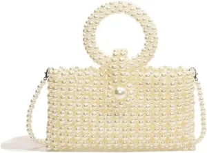 Luxury Pearl Bag Chain Bag Purse Bags, Artificial Pearl Clutch Crossbody Handmade Bags Evening Bags for Party Wedding Bridal Party Travel Prom 21