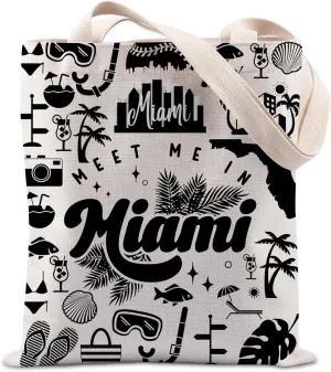 Lywjyb Birdgot Meet Me In Miami Tote Bag Girls Trip Shopping Bag Vacay Gift Drinking Gift Beach Gift for Sister
