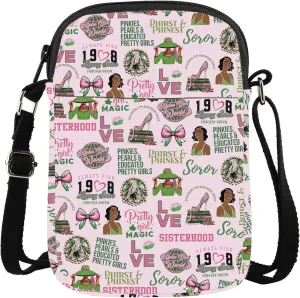 Lywjyb Birdgot Sorority Pinkies Crossbody Bag Pink and Black Greek Paraphernalia Gift Sisterhood Gift