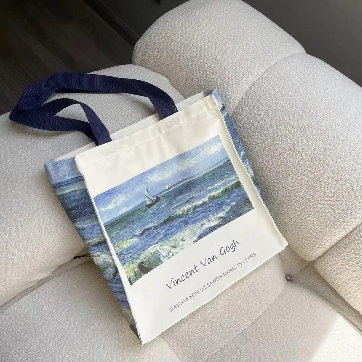LZ Handbag Tote Bag Large Capacity Women's Canvas Bag Shopping Monet Oil Painting With Zipper Library, Carry Laptop