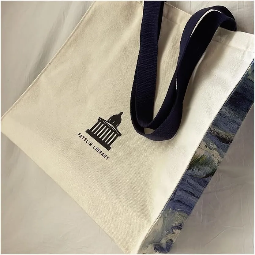 LZ Handbag Tote Bag Large Capacity Women's Canvas Bag Shopping Monet Oil Painting With Zipper Library, Carry Laptop