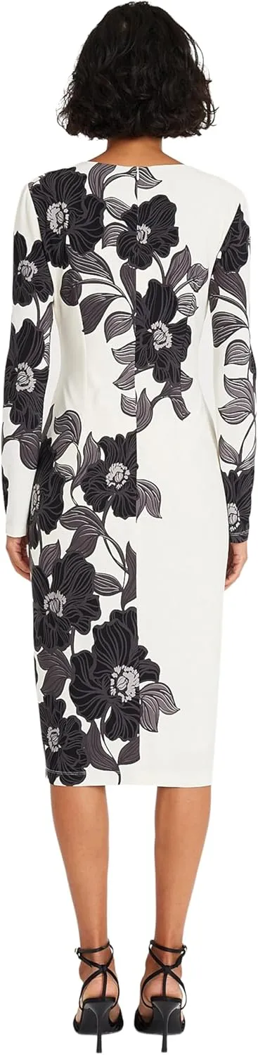 Maggy London Women's Long Sleeve Floral Printed Sheath