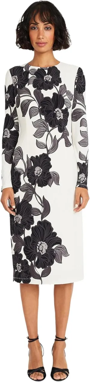 Maggy London Women's Long Sleeve Floral Printed Sheath