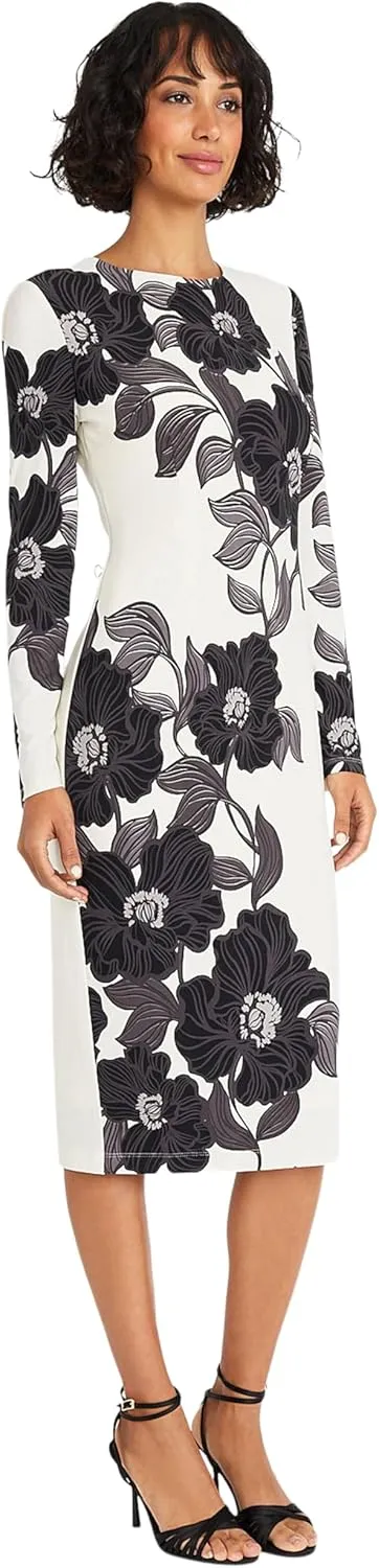 Maggy London Women's Long Sleeve Floral Printed Sheath