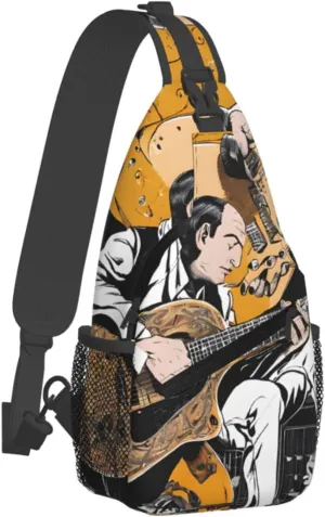 (Magic Electric Guitar Music) Sling Bag Crossbody Backpack For Men Women Adjustable Chest Daypack For Travel Hiking Gym Casual Shoulder Bag