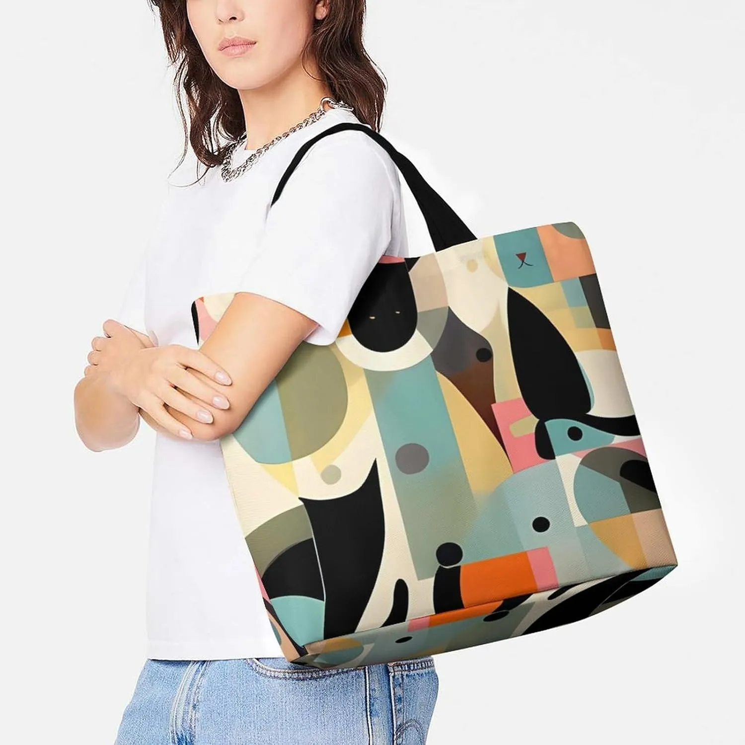 Makeup Theme Pattern Tote Bags, Reusable Grocery Bags, Large Shopping Bags, Beach Bag, Shoulder Bag for Women