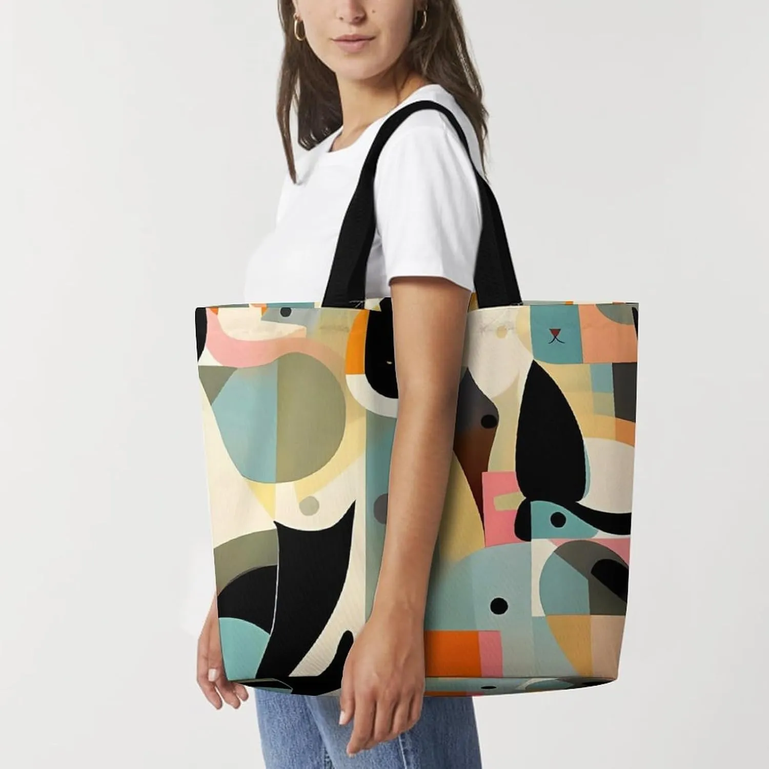 Makeup Theme Pattern Tote Bags, Reusable Grocery Bags, Large Shopping Bags, Beach Bag, Shoulder Bag for Women