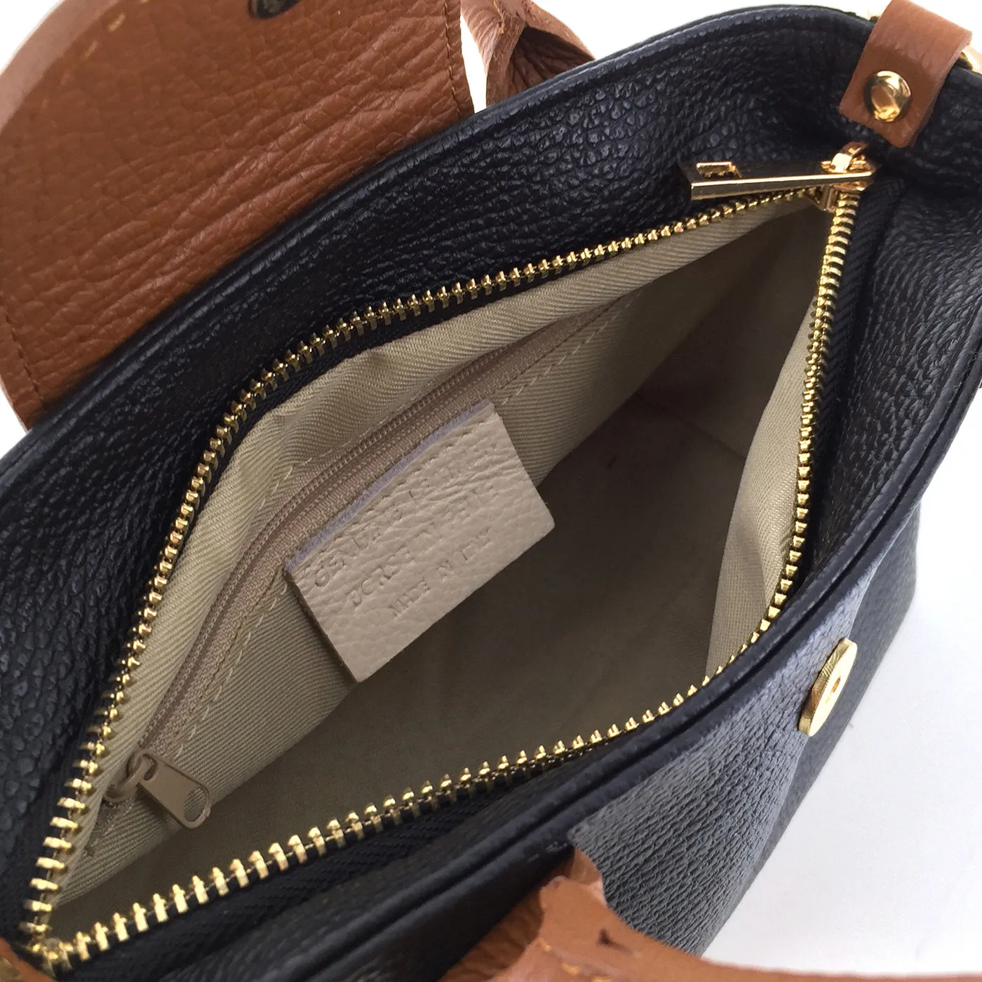 Marina Galanti Small Leather Handbag Black Tan