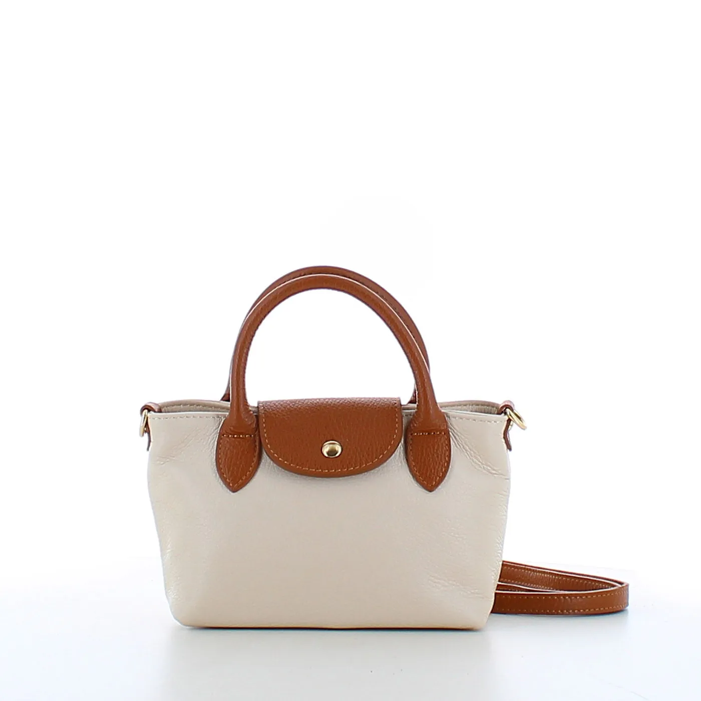 Marina Galanti Small Leather Handbag Off White Tan