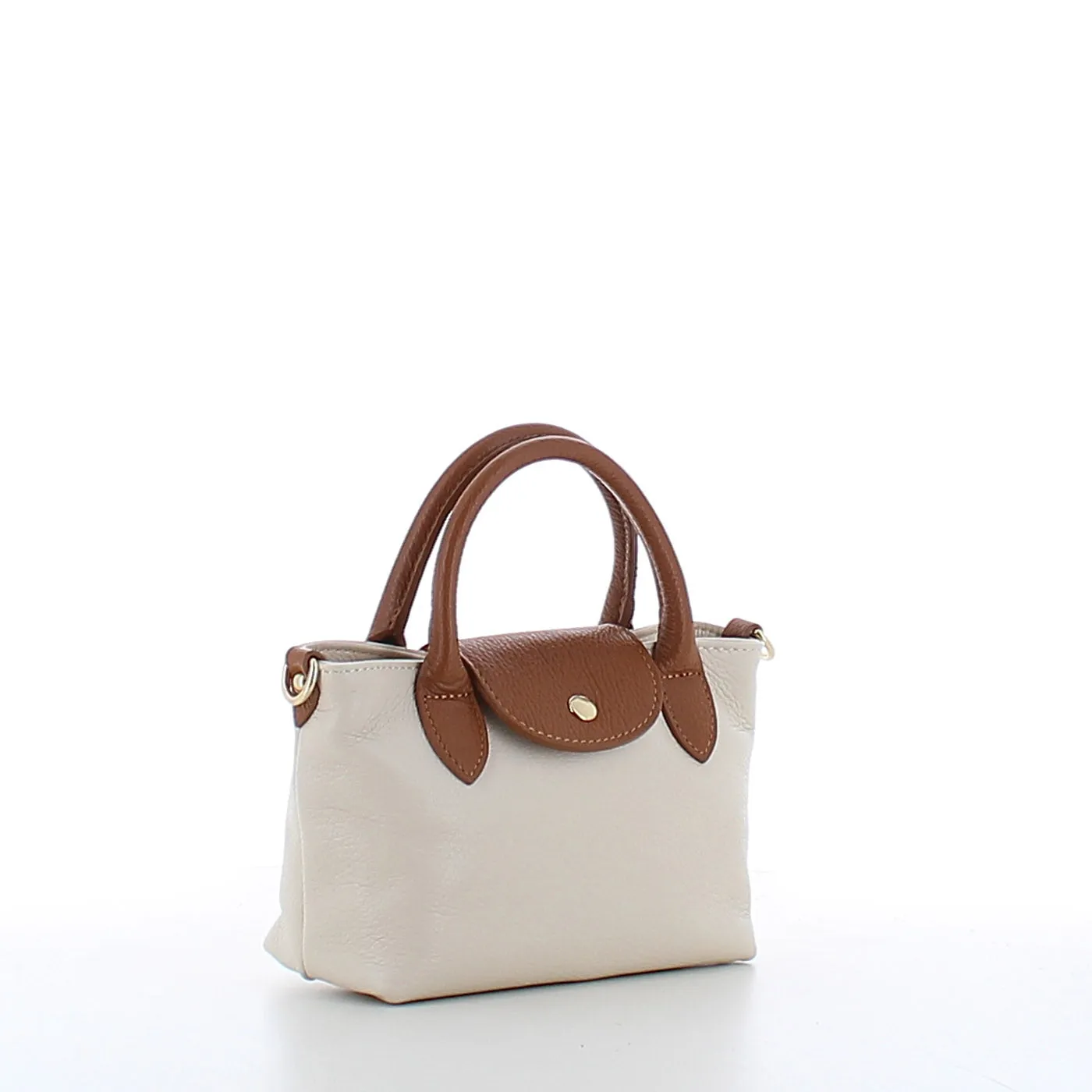 Marina Galanti Small Leather Handbag Off White Tan