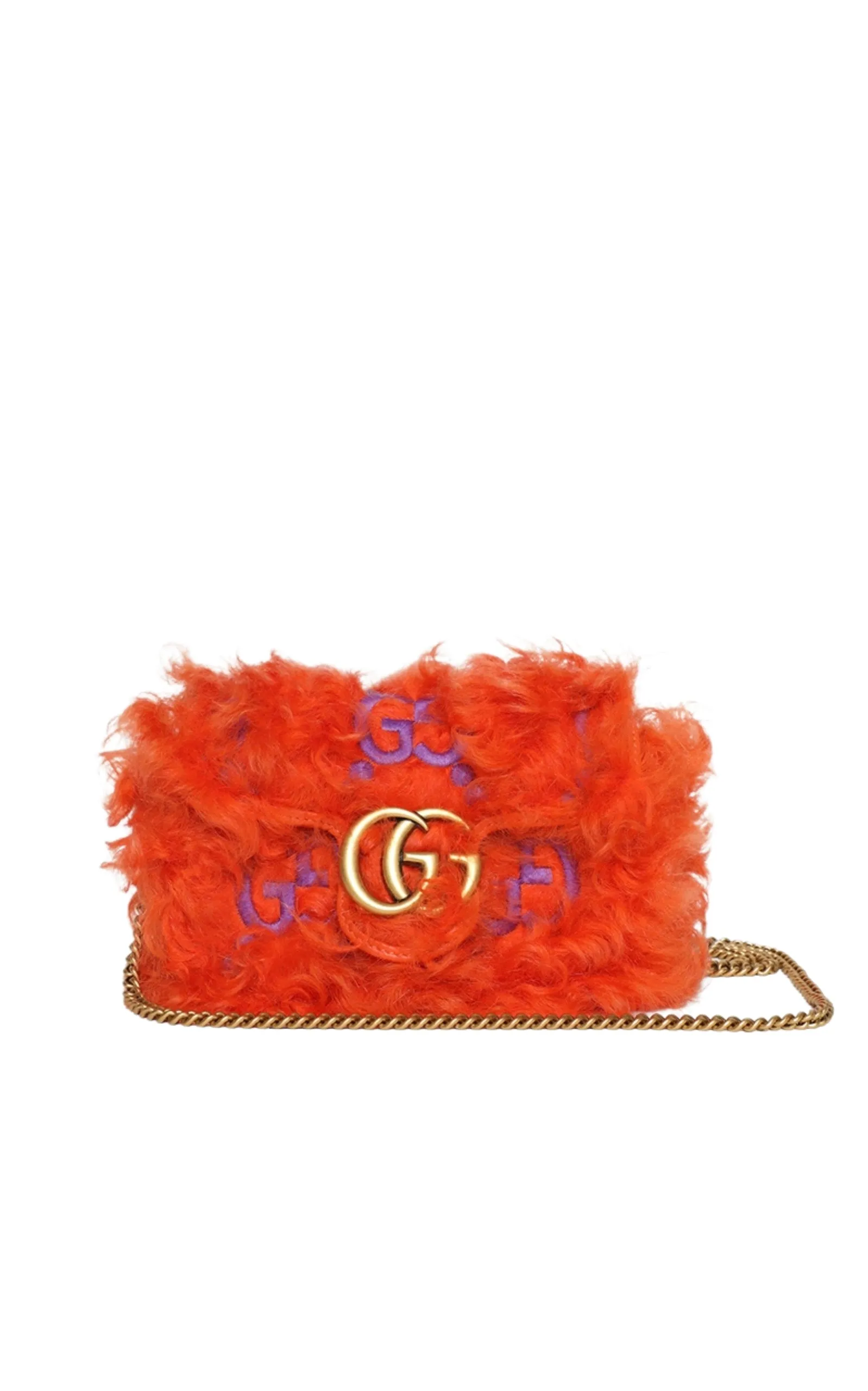 Marmont Super Mini Shearling Bag in Orange