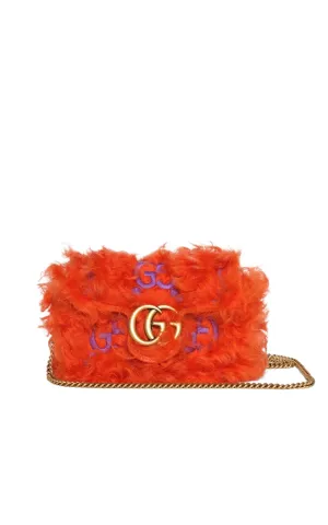 Marmont Super Mini Shearling Bag in Orange
